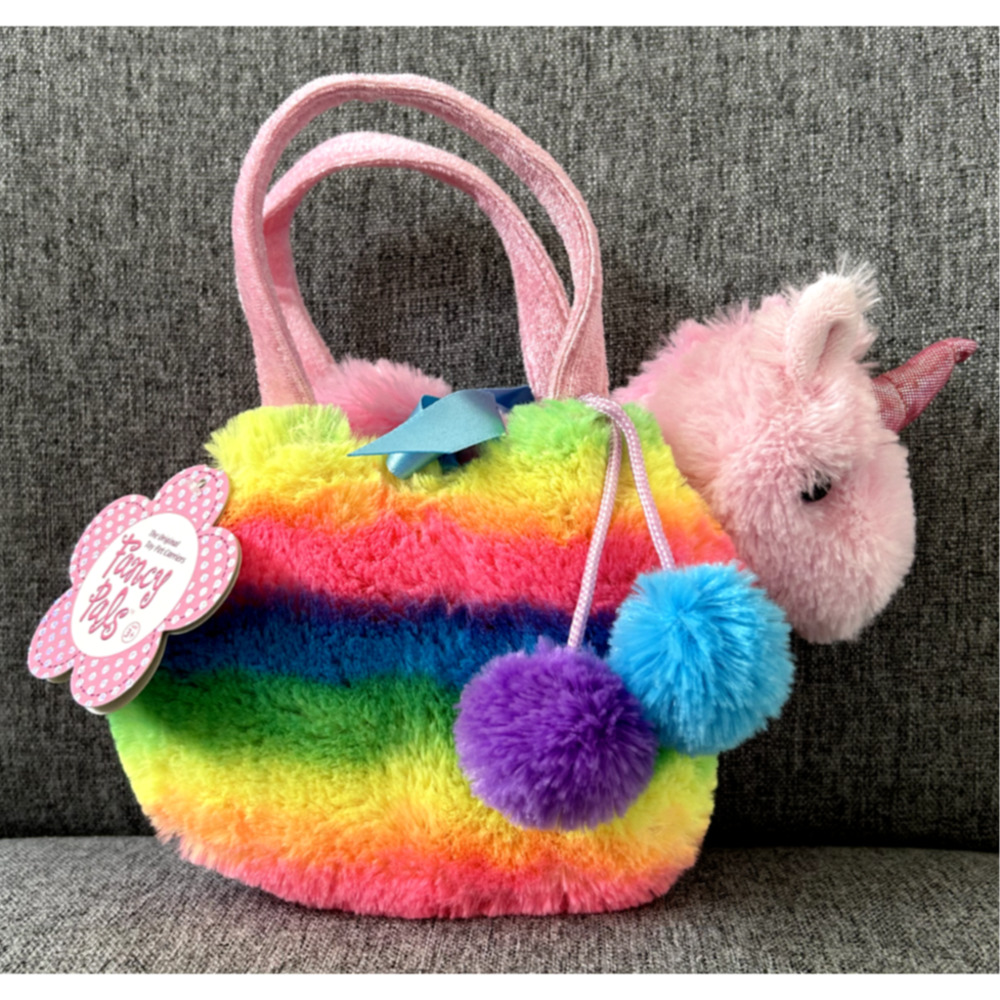 Aurora Fancy Pals Carrier Rainbow Unicorn 7" Stuffed Animal